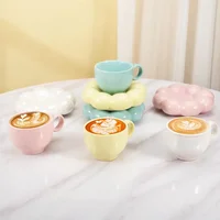 Ceramic Cloud Coffee Mug Sets Creative Flowers Saucer Mug Exquisite Office Afternoon Tea Cups Kitchen Drinkware Home Accessories 3