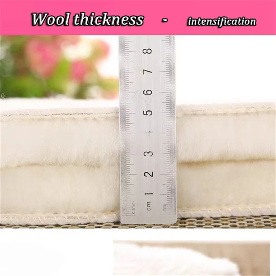 100% Natural Sheepskin Lnsoles Winte Real Fur Wool Insoles Men Women Warm Soft Thick Warm Cashmere Snow Boots Shoe Pad