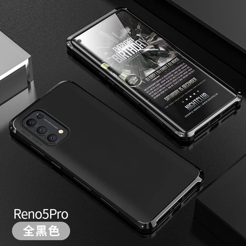 Hot All-inclusive Hard Shell For OPPO Reno 5 Pro+ Scrub Shockproof Case Reno5 Textured Phone Metal Frame PC Back Cover