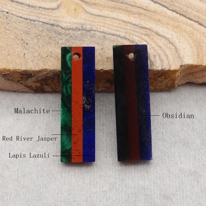 Natural Stone Gemstone Lapis Lazuli Red River Jasper Malachite Earrings Accessories For Women 23x7x3mm 2g