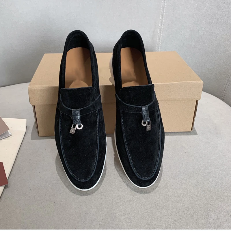 

Mocasines Shoes for Women 2024 Suede Leather Loafers Designer Luxury Casual Shoes Brand Comfortable Walk Charms Men Sneakers