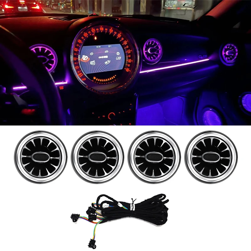 

4PCS LED Front Dashboard AC Air Condition Vent Outlet Turbo Interior Trim For BMW MINI COOPER R55 R56 R59 R60 Car Accessories