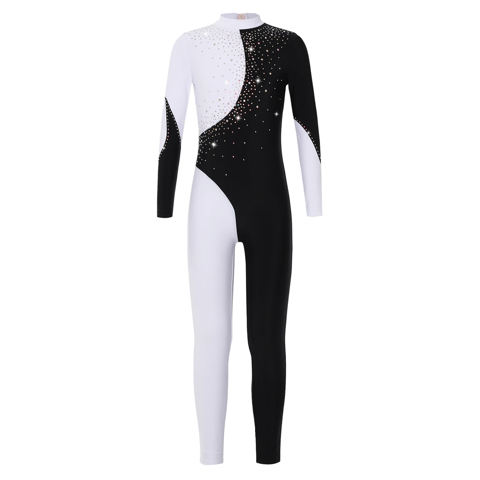 

Kids Girls Shiny Rhinestone Ballet Tutu Dance Wear Gymnastic Ballet Leotards Jumpsuits Round Collar Backless Dancing Costumes