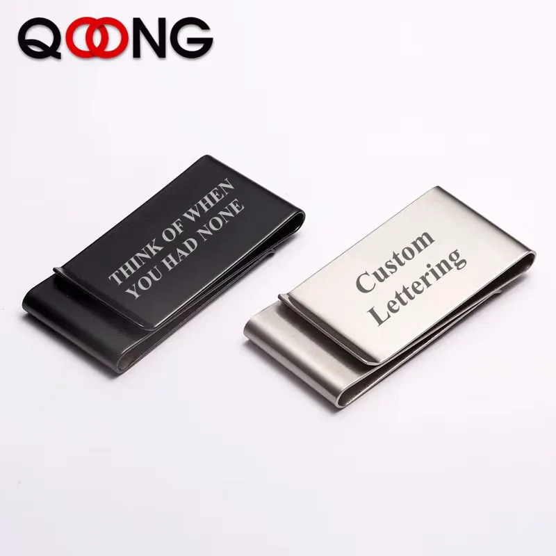 Metal Money Clip 6.3*3CM Lettering Double Layer Metal Money Clips Stainless steel Double Sided Credit Card Money Holder Bill Cash Clamp