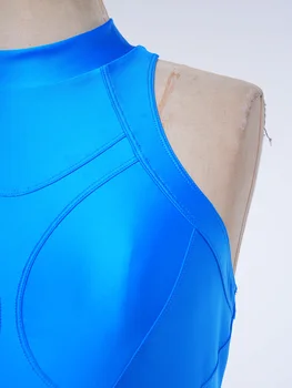 One Piece Swimsuit for Women Glossy Sleeveless Back Zipper High Cut Bathing Suit Tummy Control Swimwear for Swimming Surfing