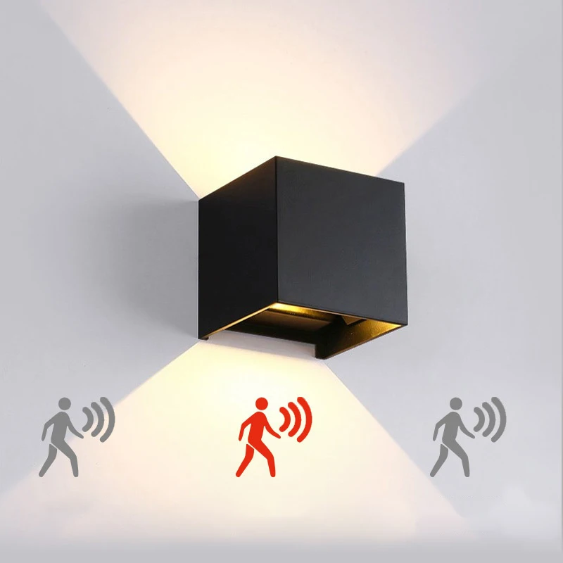 Roukeymi LED 벽 램프 모션 센서, 방수 호텔 방, 침대 옆 큐브, 심플한 사각형 장식