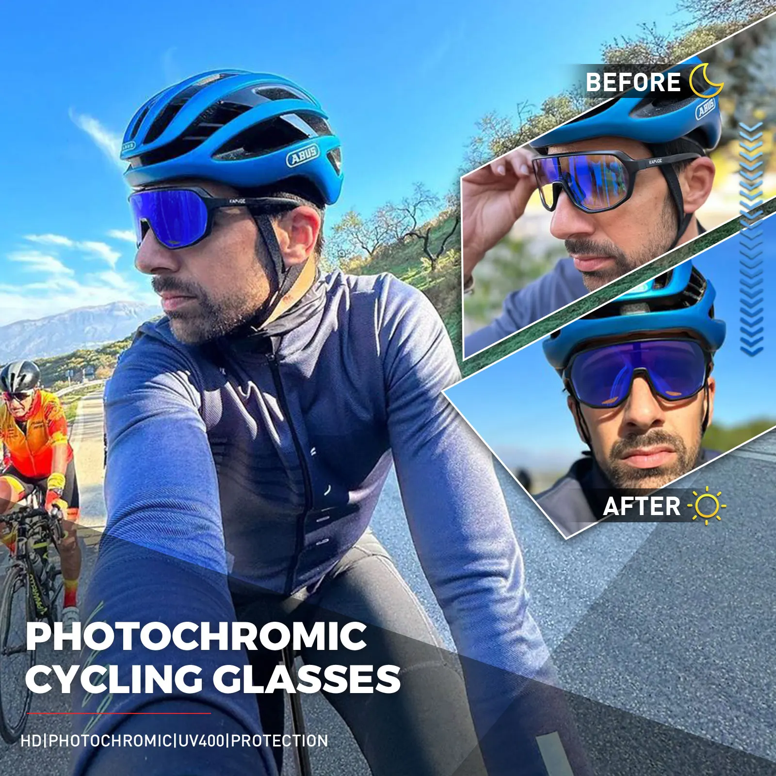 Ultralight Sport Red Photochromic Cycling Sunglasses UV400