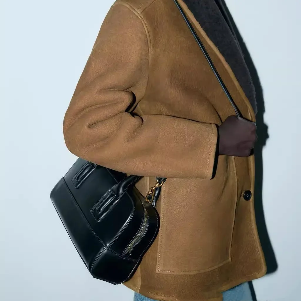 Women Square Bag Retro Versatile Wide Shoulder Strap Large Capacity Casual Portable Female One Shoulder Crossbody Bag