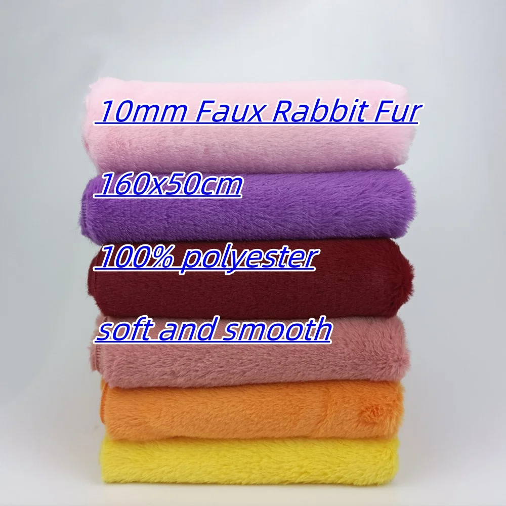 

Faux Rabbit Fur 160x50cm 100% Polyester Plush Fabric 10mm Eco-friendly Sewing Fabric DIY Handmade Doll/Costume Minky Fabric