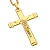 High quality 24K Gold Plated Jesus Christ Cross Pendant Hip hop Rap Golden Crucifixio Cuban Chain Necklace Men Jewelry 2