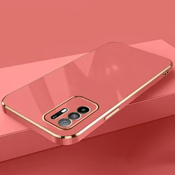 Luxury Shockproof Silicone Back Cover with Square Plating for oppo Reno6z (6D red)