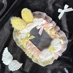 Adorable Pink Bow Plush Photo Protector Case with Lace and Ribbon (B - Yellow)