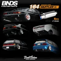 BNDS New 1/64 Metal Modified Parts Small Scale Exhaust Pipe Muffler Racing Style Pedal Set For Model Car Racing Vehicle Toy 2
