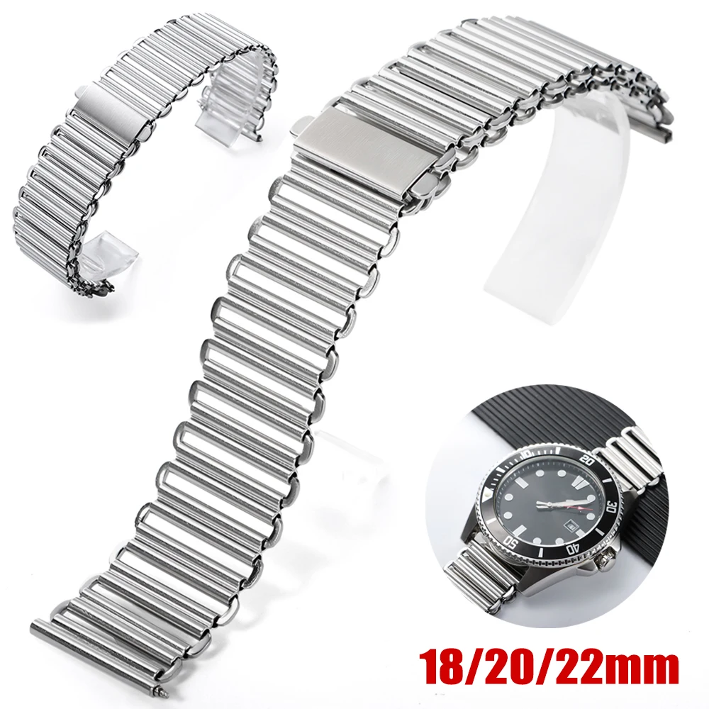 Cinturino Orologio In Acciaio Inox Universale – Larghezze 18, 20, 22, 24 Mm – A Maglie, Multicolore