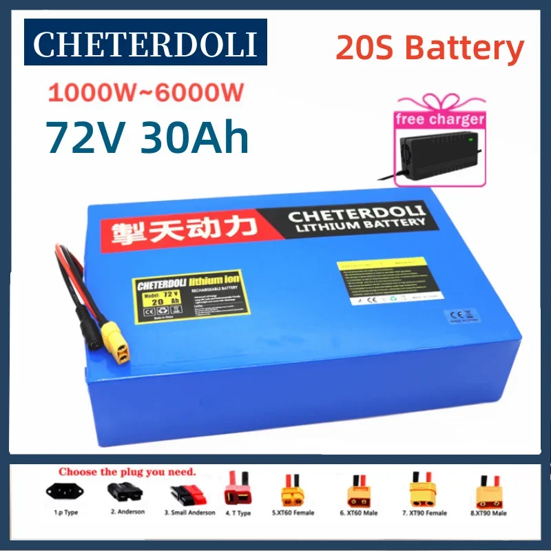 

NEW 72V 20Ah 30Ah 40Ah 20S Lithium Battery Electric Bike Battery 21700 5000mAh Cell 72V Electric Scooter with 30A 50A BMS