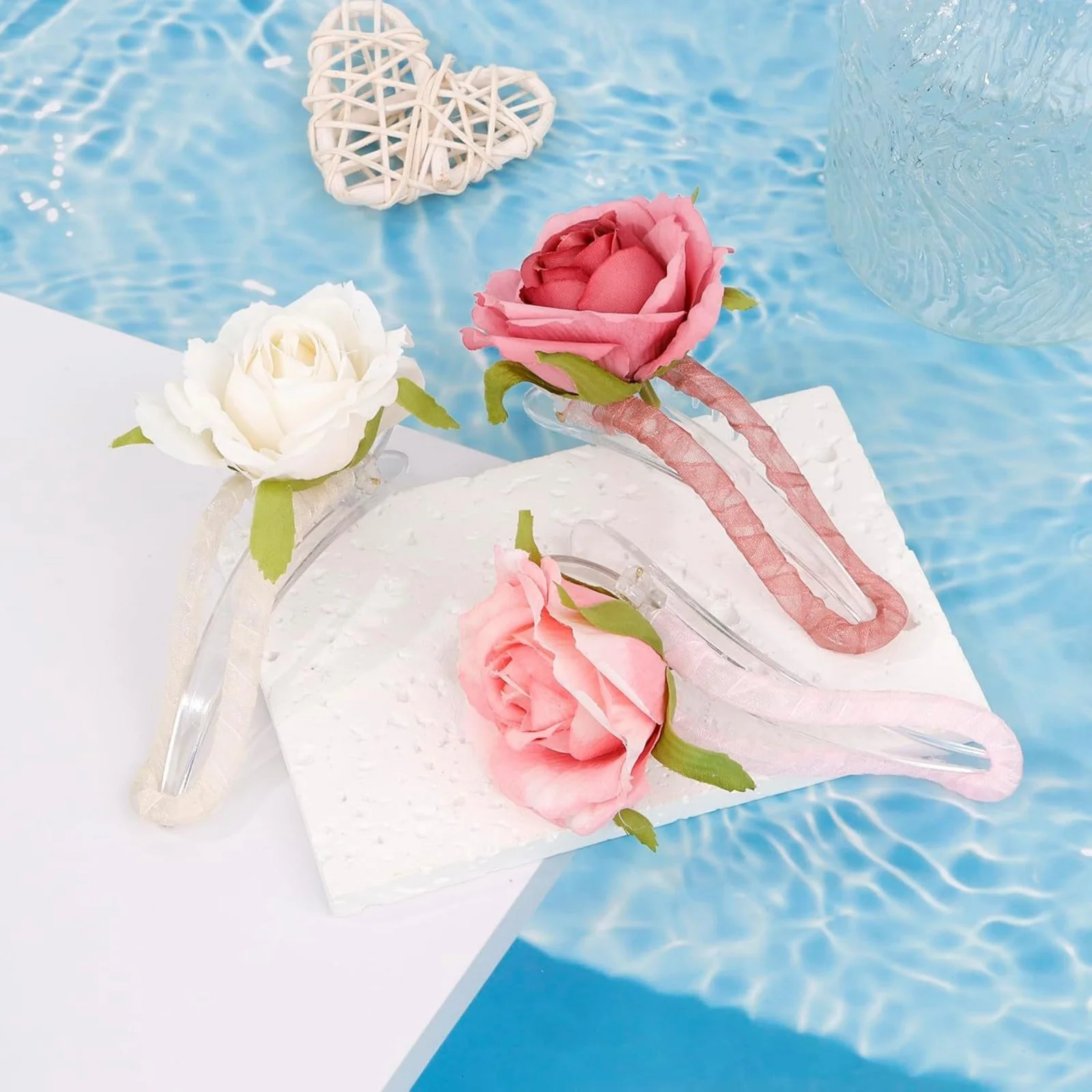 1PC　Artificial Rose Hair Claws,Chic Floral Hair Accessories Set,Perfect for Wedding,Party & Daily Styling