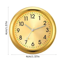 Compact Luminous Analog Car Dashboard Clock - Quartz Automotive Stick - On (Gold)