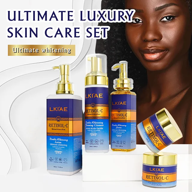 Brilliant Glowing Lotion Set Cleanser Wash Rejuvenating Women Face Lightening Skin Care Set (Neu) für dunkle Haut