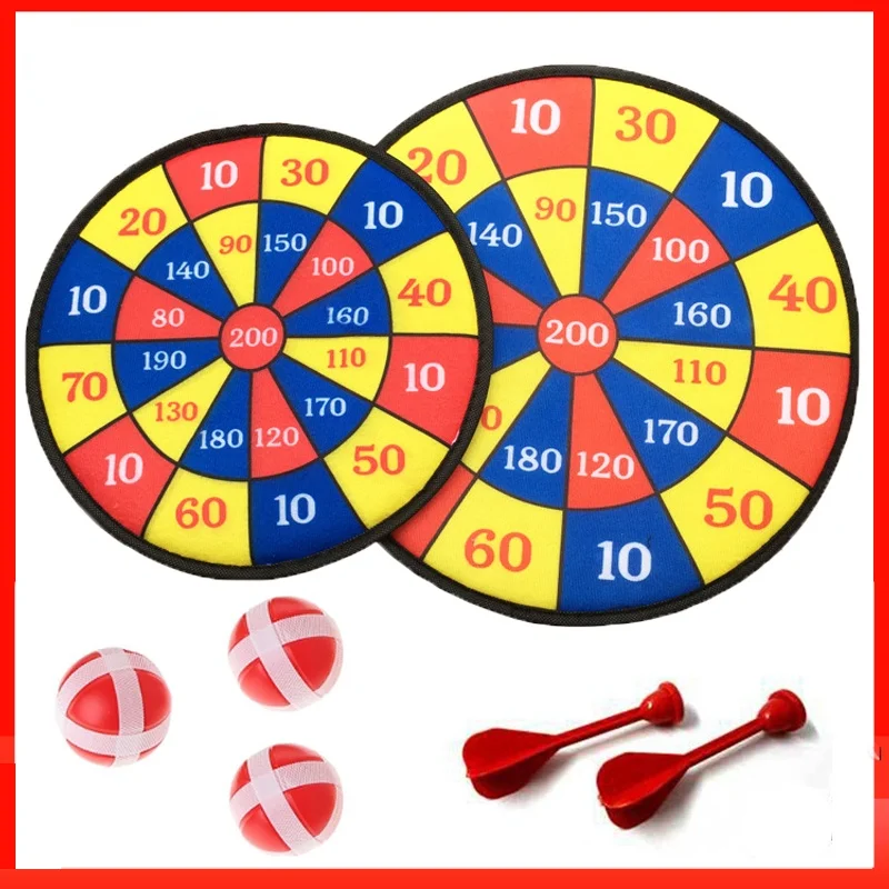 Jeu De Fléchettes Enfant Double Face 26 Pouces - 12 Balles Collantes, 12 Fléchettes, Pliable, Intérieur/extérieur - 4