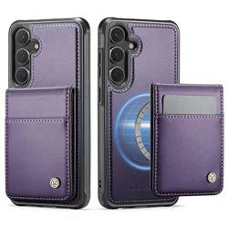 Magnetic 2 - in - 1 Detachable Wallet Case with Card Holder and Kickstand - Galaxy S24 Ultra (Purple)