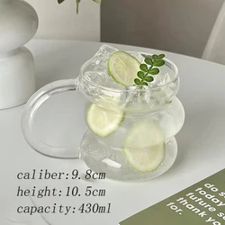 Clear Heat Resistant Glass Mug - Elegant Coffee, Latte, and Cocktail Cup - 350/400ml - 301-400ml (A with handle)