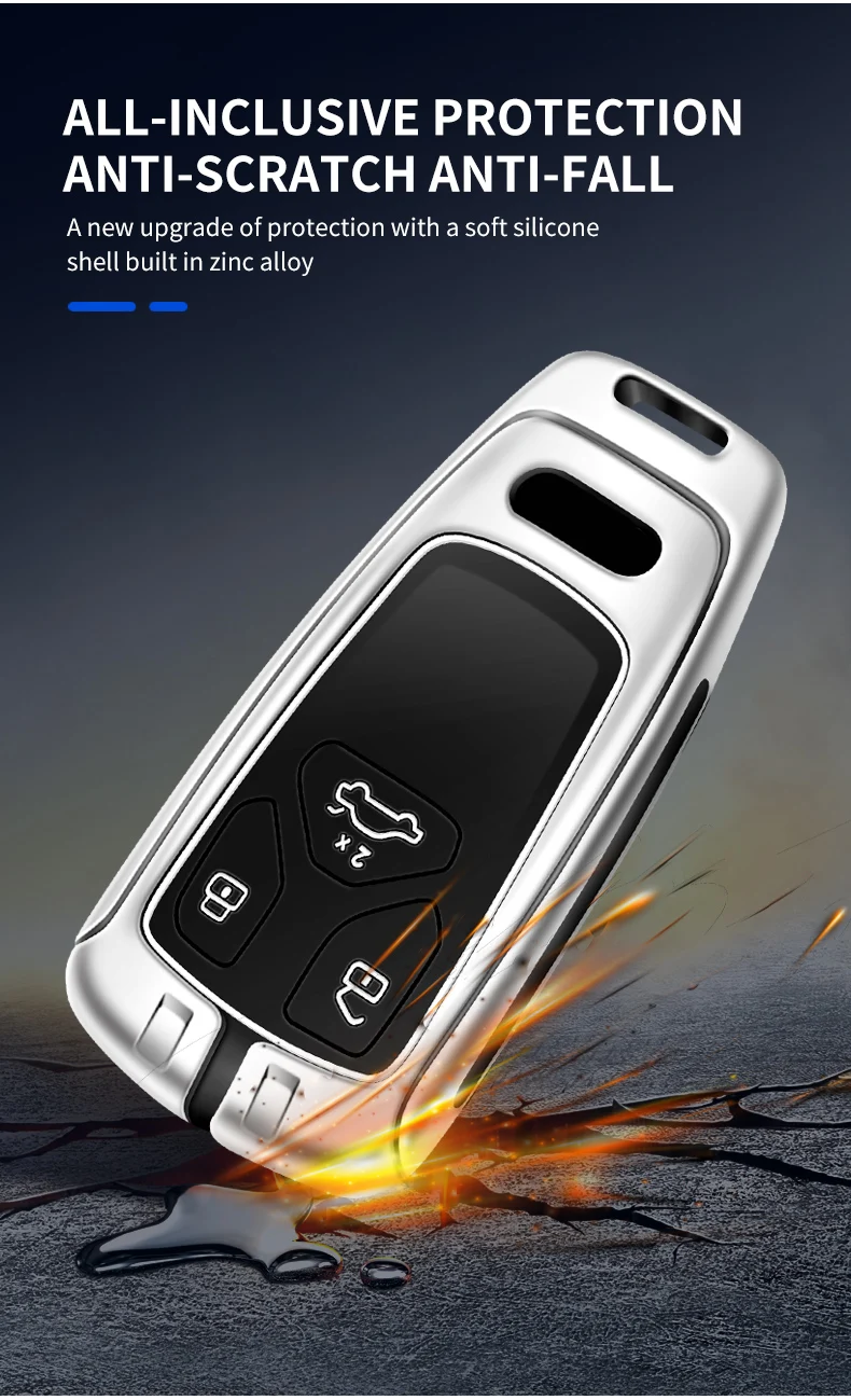 Portachiavi in metallo con telecomando per auto portachiavi per Audi A4 B9 A5 A6 8S 8W Q5 Q7 4M S4 S5 S7 TT TTS TFSI RS supporto senza chiave 16 Portachiavi in metallo con telecomando per auto portachiavi per Audi A4 B9 A5 A6 8S 8W Q5 Q7 4M S4 S5 S7 TT TTS TFSI RS supporto senza chiave - S37fa3b80e71d4121a9ddd82123907298U