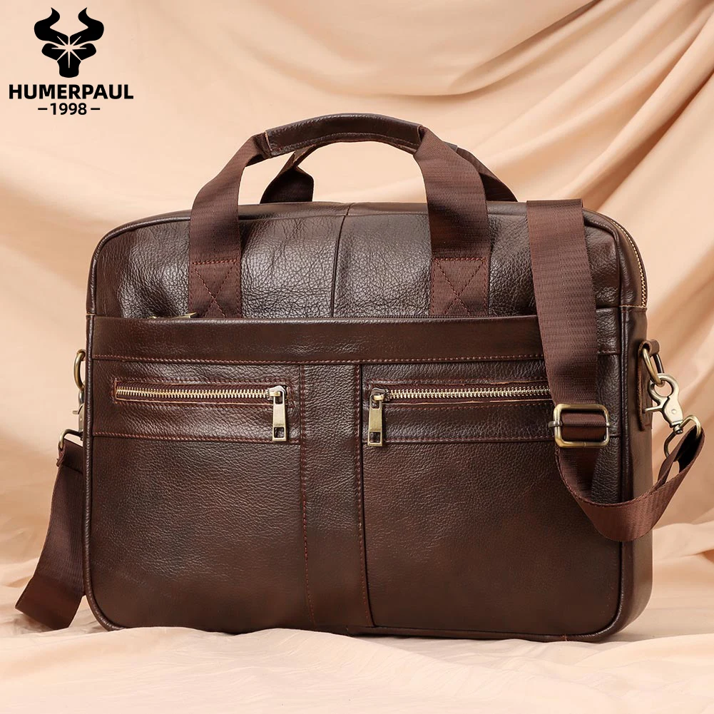 Men Briefcase Bag Business Genuine Leather Shoulder Messenger Bags Male Office Handbag 14 inch Laptop Bag leather briefcase