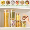 7 Pack Thicker Glass Food Storage Jars with Airtight Bamboo Lids, Clear Glass Storage Containers, Glass Canisters Set for Pasta, 5
