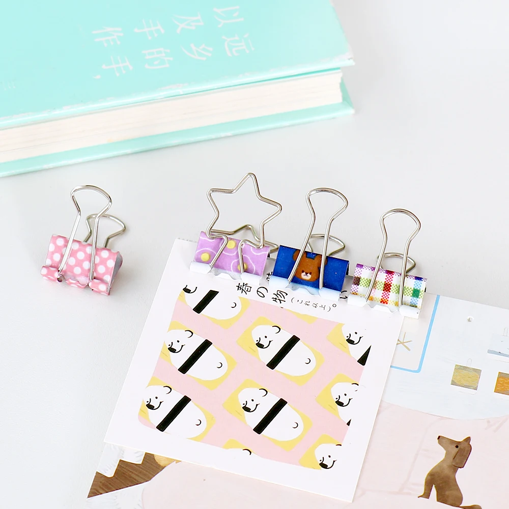 Office Supplies Binder Clips 30Pcs 19mm Color Printing Trumpet Dovetail Bills Clip binder clips