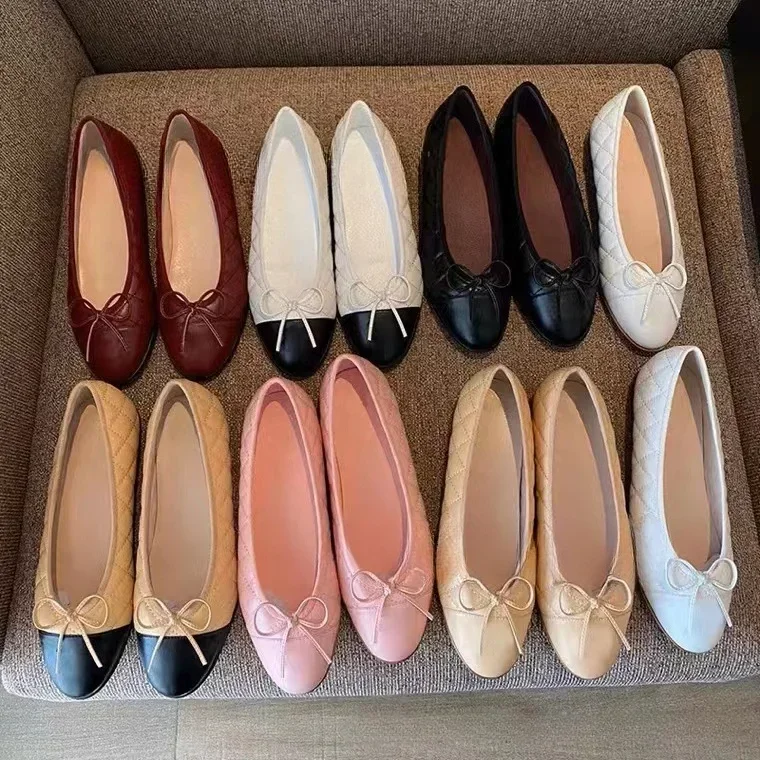 

2023 New Colored Butterfly Flat Bottom Dance Shoes for Women's Versatile Round Toe Shallow Mouth Single Shoes