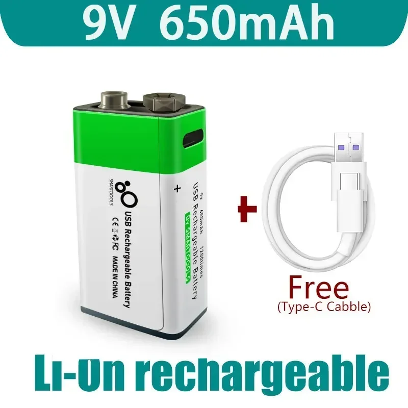 9V recargable, 9V batería Usb, Smardoools