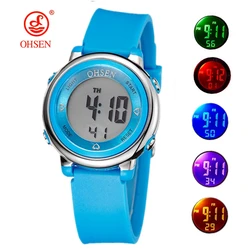 Women's Waterproof Purple Sport Watch - Fashionable Digital Timepiece with 7 Color Options and Alarm Function (Blue Watch)