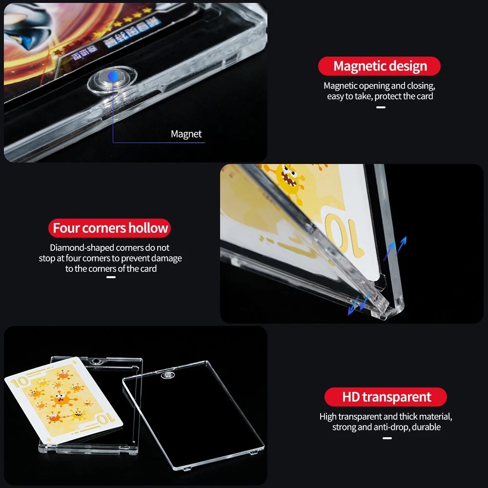 35PT-180PT Magnetic TCG Card Frames Display Holders Acrylic Clear Card Sleeves Frame Photo Display Stand Game Card Holder 5