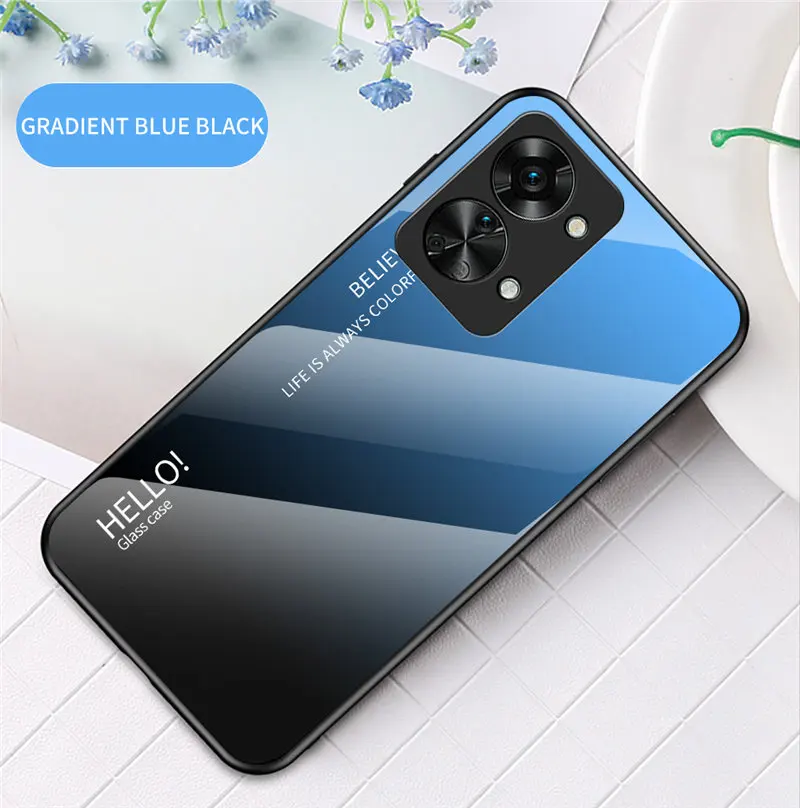Gradient Tempered Glass Back Cover with Soft Silicon Bumper