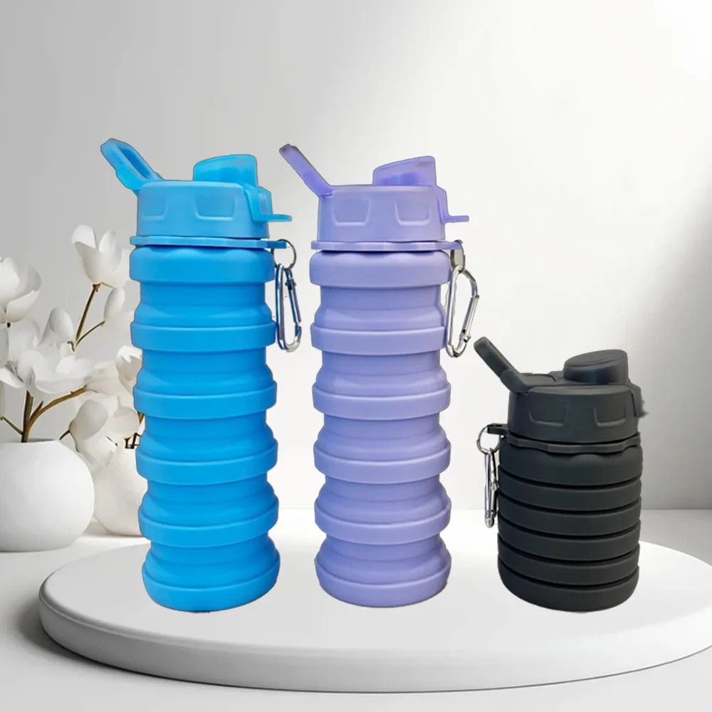 Silicone Foldable Water Cup Outdoor Mountaineering Travel Portable Sports Retractable Water Bottle