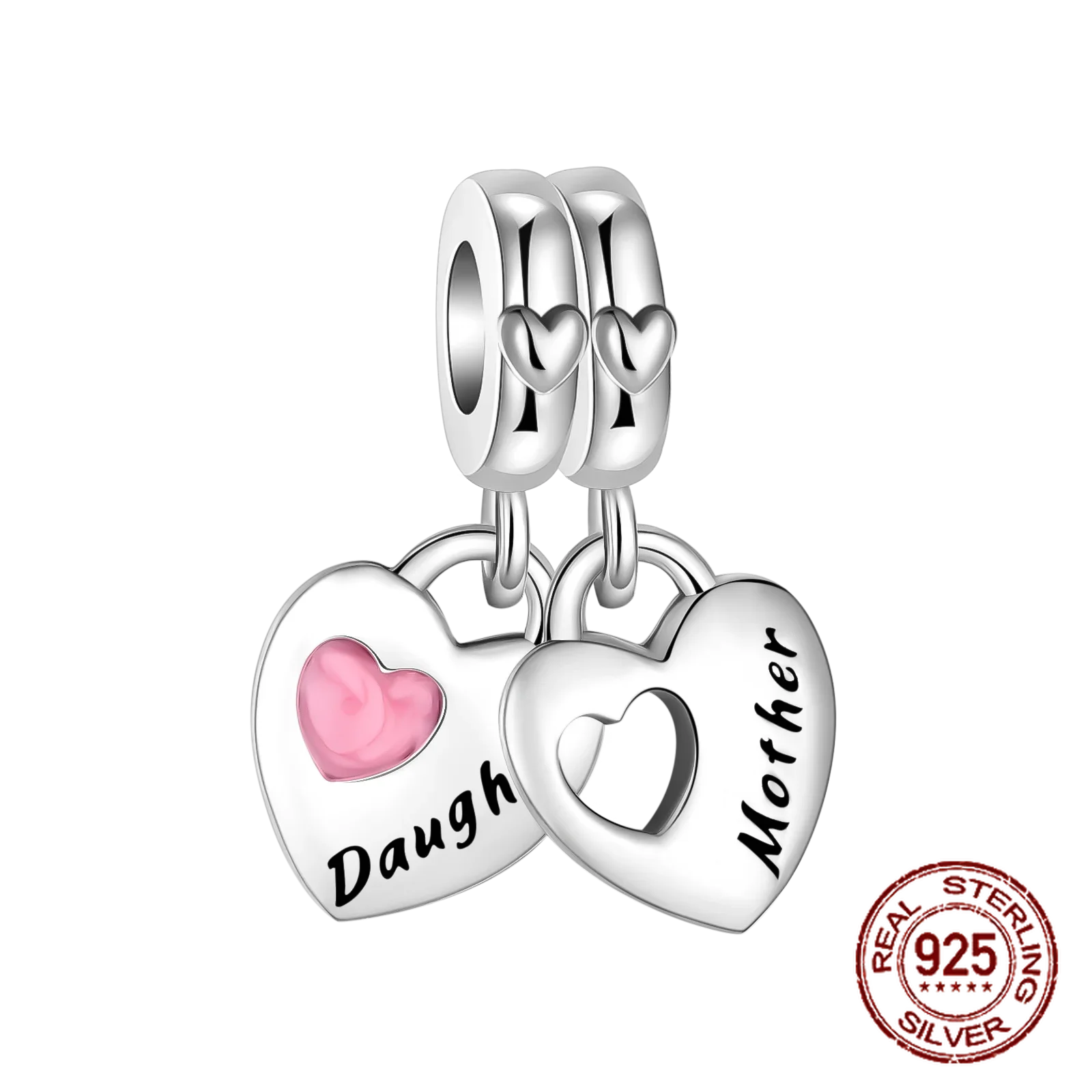 925 Sterling Silver Heart Shaped Warm Family MOM Charm Beads Fit  Original Bracelets Fine DIY Mother's Day Jewelry Gifts 4