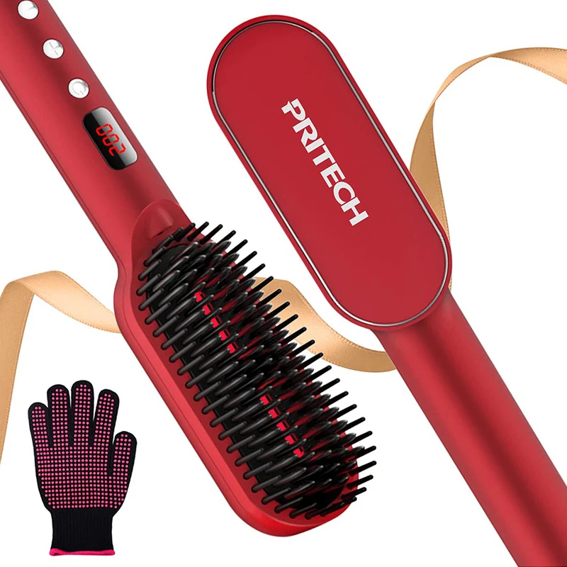 Pritech Hair Straightener Professional Quick Heated Negative Ion Electric Hot Comb Personal Care Multifunctional Hairstyle Brush 6