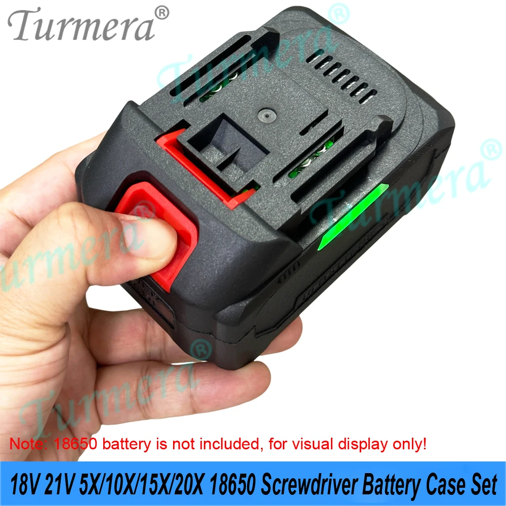 Turmera 18650 배터리 케이스 세트 5X 10X 15X 20X 18V 21V 스크루드라이버 배터리 35A 130A BMS LED 디스플레이 DIY 교체용 마키타 호환