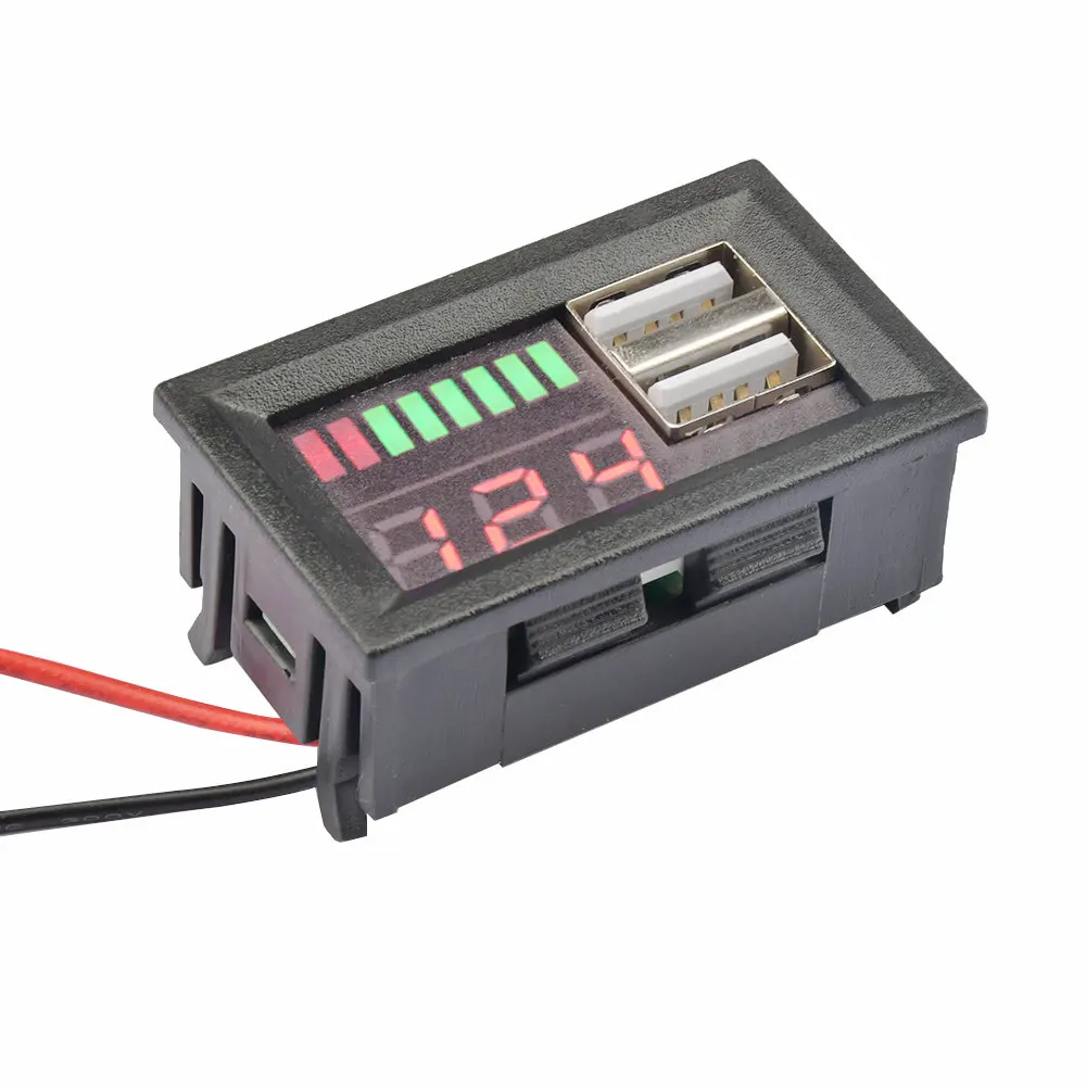 디지털 납산 Lifepo4 리튬 배터리 용량 표시기, USB 충전기 전압계 패널 전압 계량기 테스터, 12V 자동차 오토바이