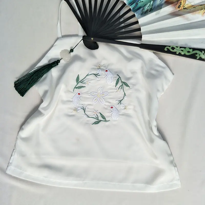 Top bordado Hanfu para Mujer, tirantes antiguos, versátil, étnico, accesorios de chaleco, falda, estilo bordado, bata Chinoise