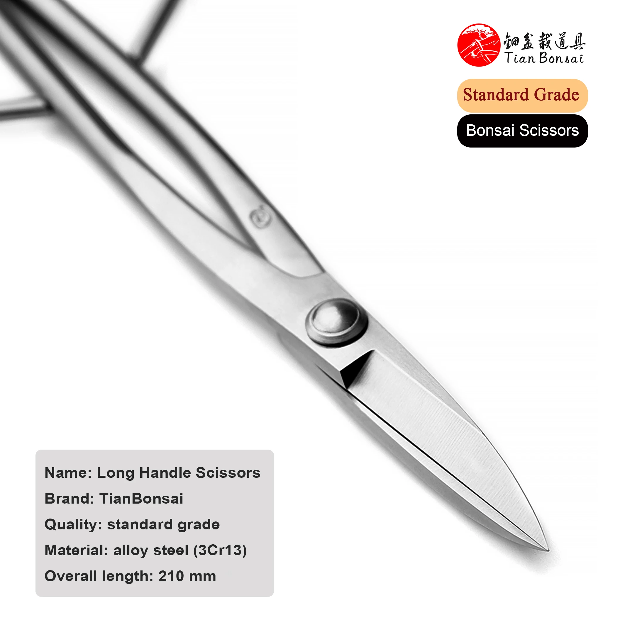 Standard Grade 210 mm Long Handle Bonsai Scissors 3Cr13 Alloy Steel Bonsai Tools