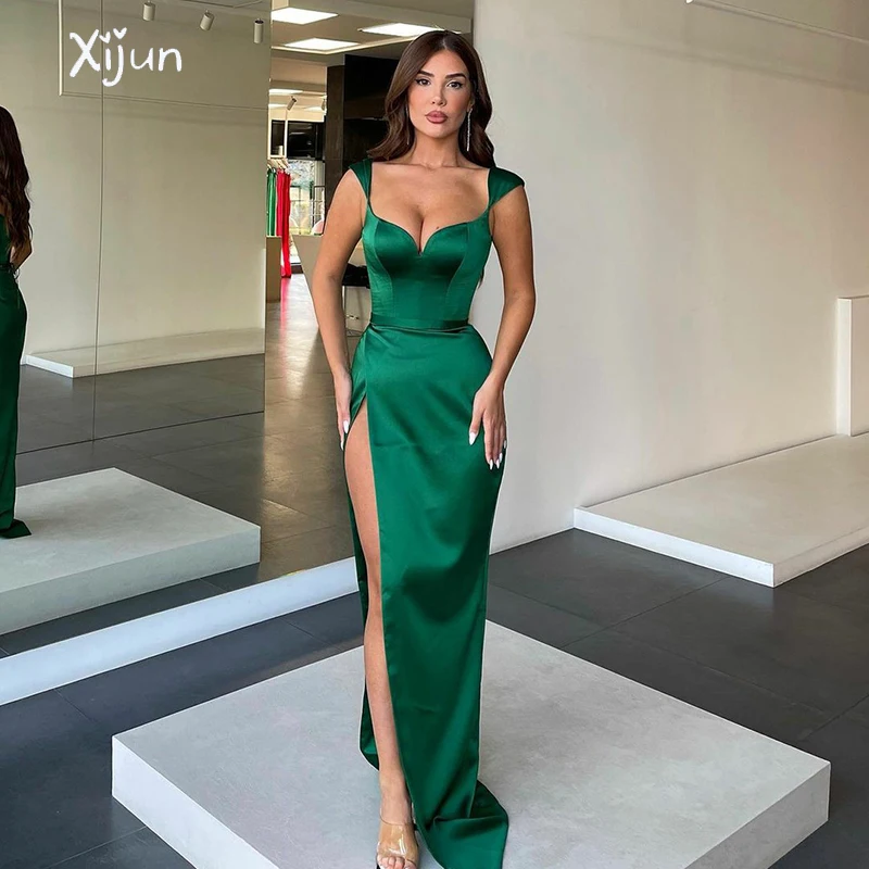 

Xijun Arabic Sexy Mermaid Evening Dress Spaghetti Strap Sleeveless Prom Gowns Side Split Formal Party Dress For Women