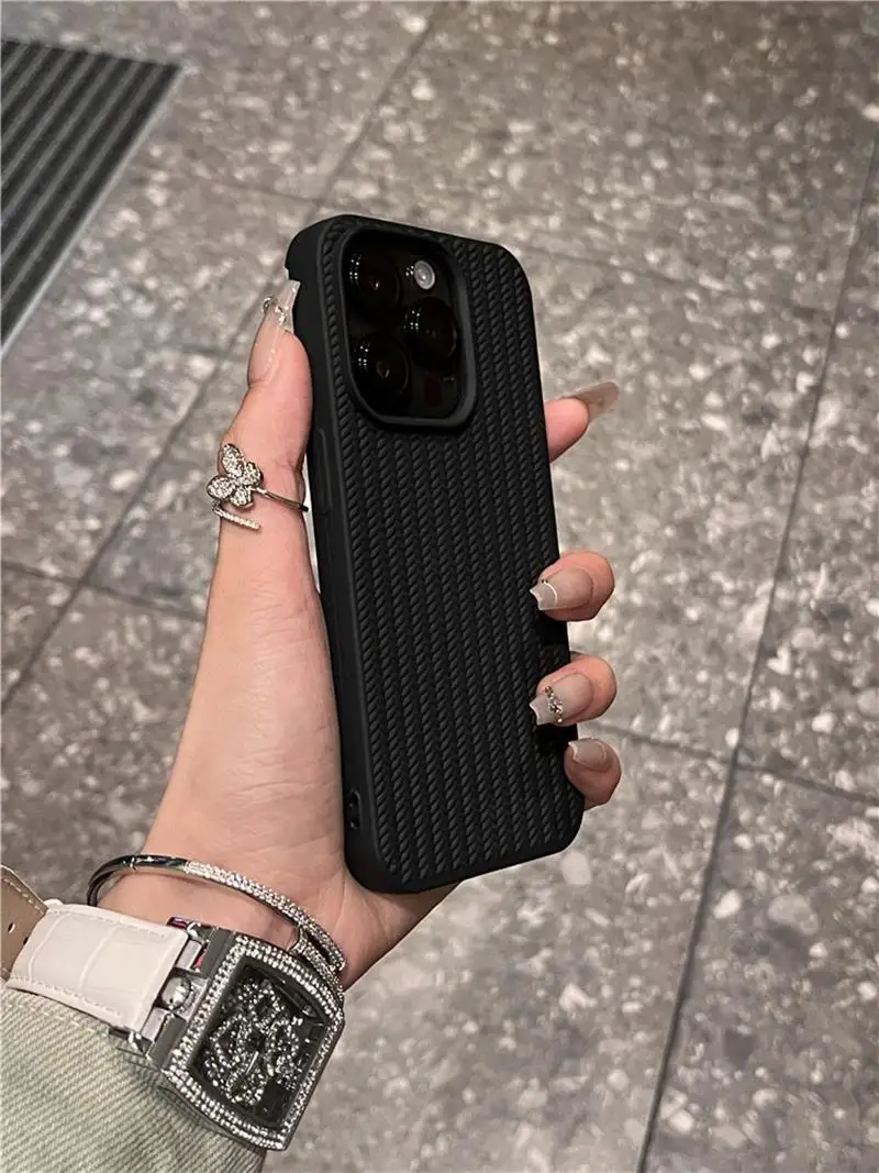 Luxury Knitting Grain Phone Case For iPhone 11 12 13 14 15 16 Pro Max Plus X Xs Max XR Bumper Soft Silicone Cases Cover