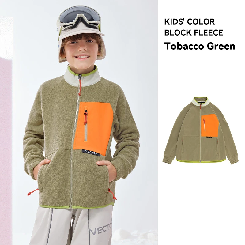 VECTOR Fleece Jacket Children Autumn Winter Warm Coats Clothing Contrast Sleeve Sweatshirt Coats Color Outdoor Jacket