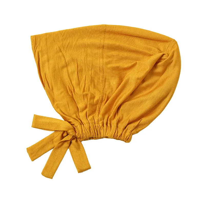 이슬람 여성 내부 Hijab 모자 스트레치 조절 가능한 탄성 보닛 타이 백 저지 여성 Headwrap Turbante Mujer