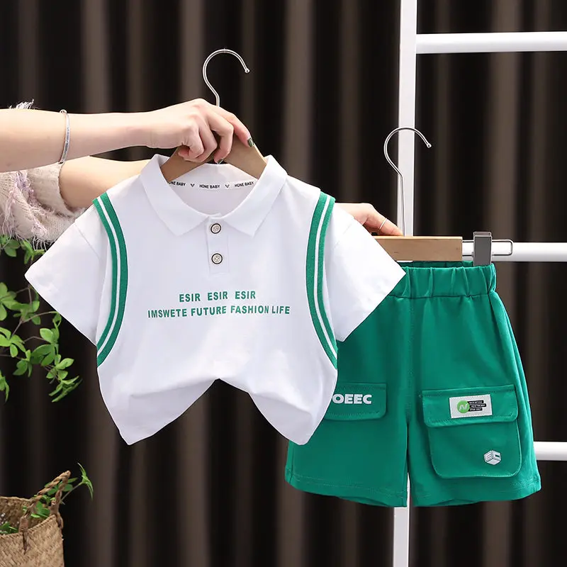 

New Baby Summer Clothing Short Sleeve Letters T-shirt Shorts Fashion Toddler Children Boy Infant Clothes Set Tracksuit