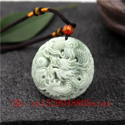 Chinese Jade Dragon Pendant Necklace Carved Amulet Gifts for Women Men pendant necklace