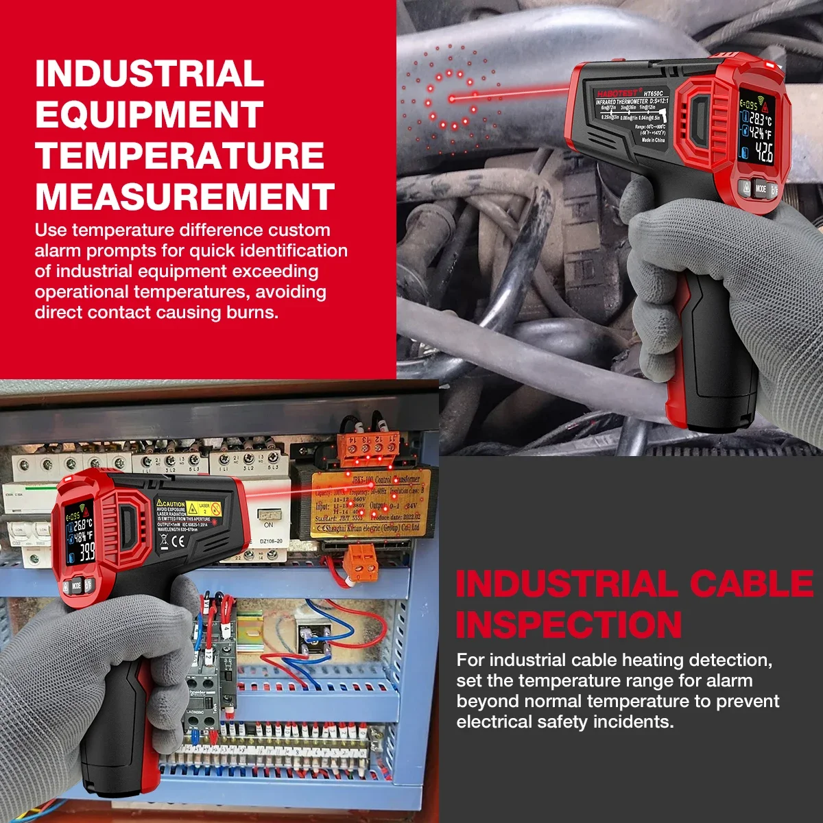 HABOTEST HT650 Digital Infrared Laser Temperature Non-contact Industrial Laser Temperature Meter Gun Tester,digital thermometer,infrared thermometer