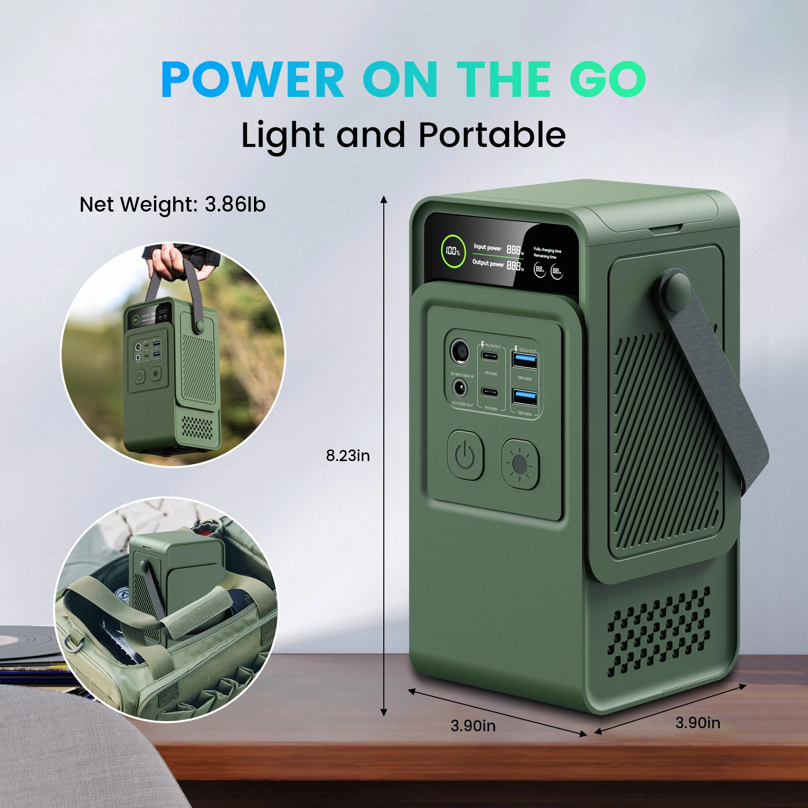 200W DC Power Bank Station (60000mAh) 192Wh Portable Power Station LiFePO4 Battery, 200W Solar Generator for Outdoor Camping 4