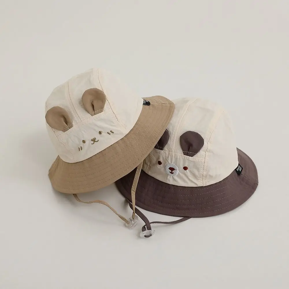 Korean Cute Ear Baby Bucket Cap Quick Dry Cartoon Animal Boys Girls Sunhat Summer Thin Fisherman Caps 6-24Month
